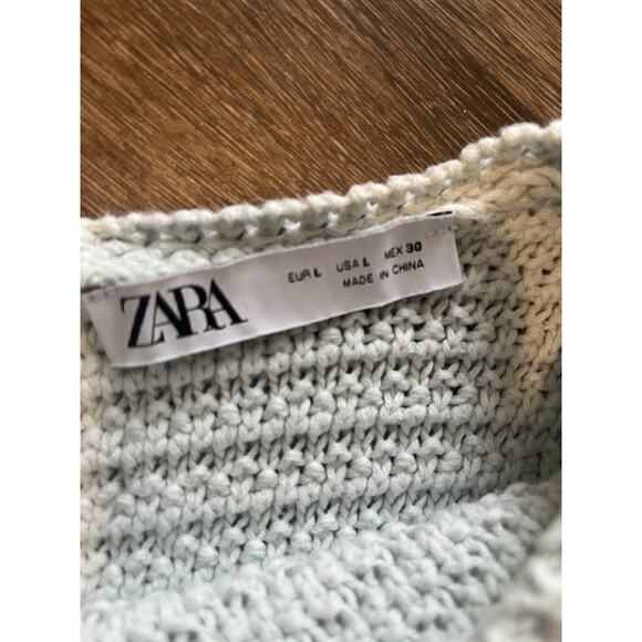 Zara Light Blue Large Women’s Knit Top - Picture 3 of 4
